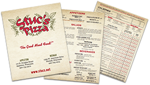 Stuc's Pizza Restaurant Appleton Menu